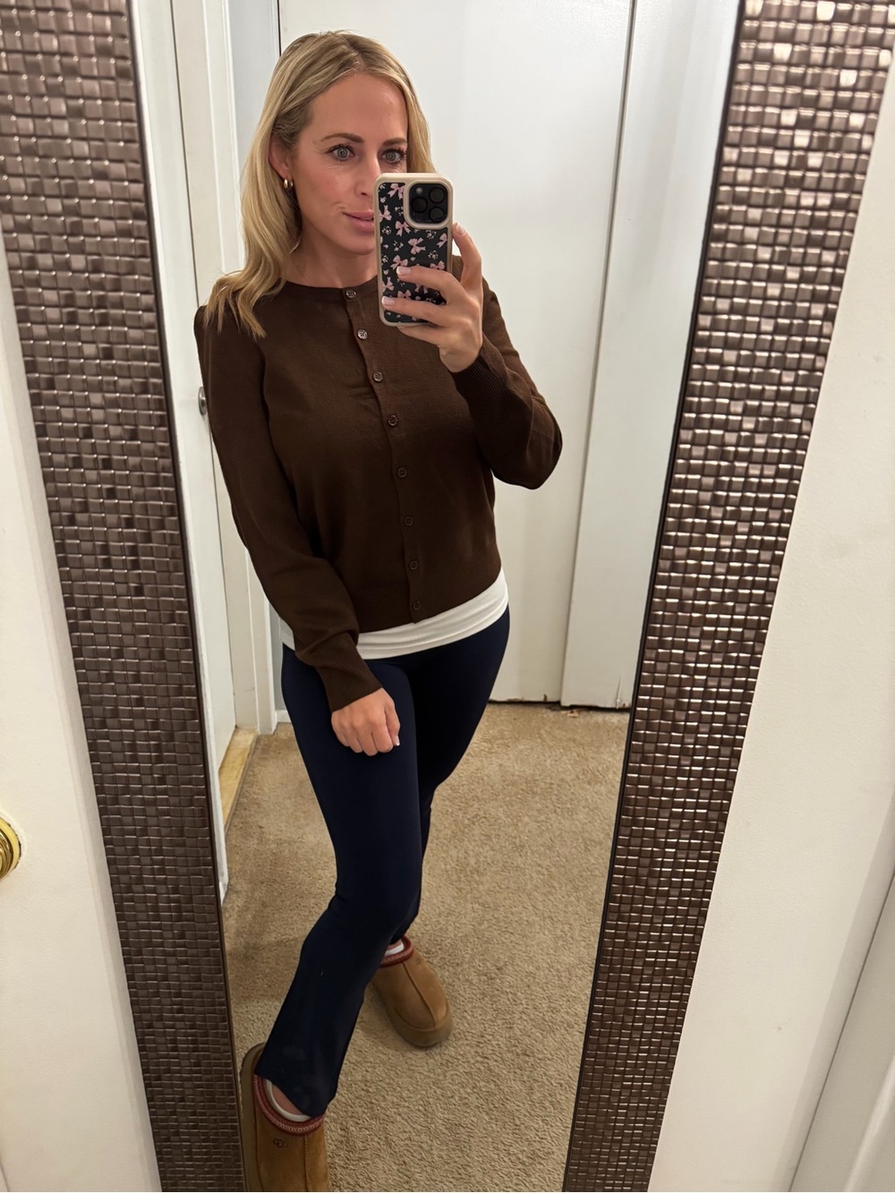 Women's Brown Button-Front Sweater Cardigan